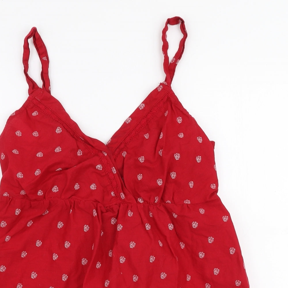 Faded Glory  Womens Red Fair Isle Polyester Camisole Blouse Size M V-Neck