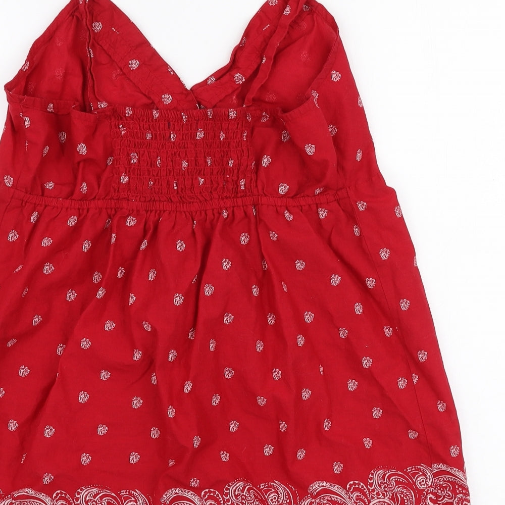 Faded Glory  Womens Red Fair Isle Polyester Camisole Blouse Size M V-Neck