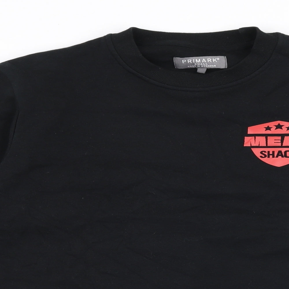 Primark Mens Black  Cotton Pullover Sweatshirt Size S   - Meat shack