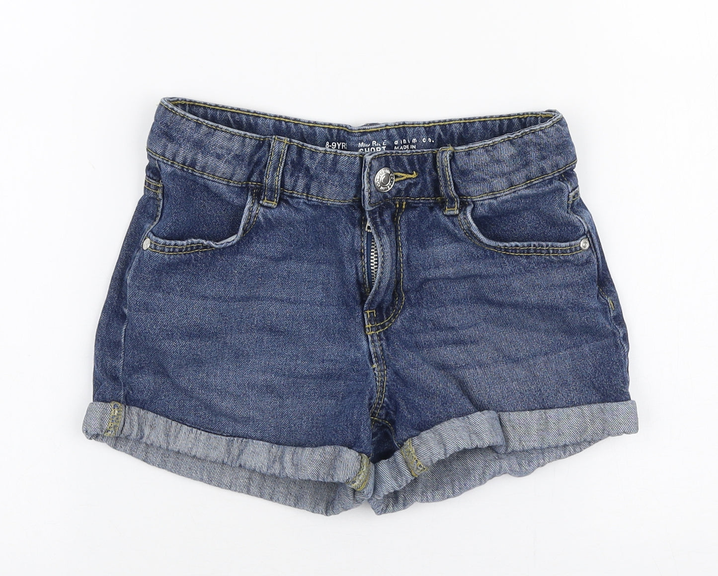 Primark Girls Blue  100% Cotton Mom Shorts Size 8-9 Years  Regular Zip