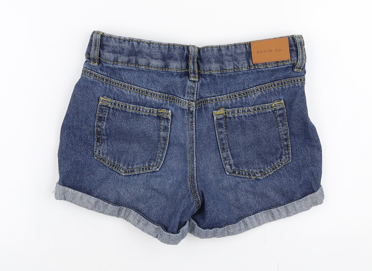 Primark Girls Blue  100% Cotton Mom Shorts Size 8-9 Years  Regular Zip
