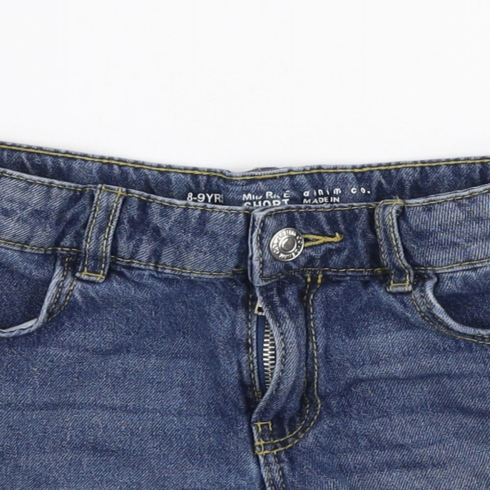 Primark Girls Blue  100% Cotton Mom Shorts Size 8-9 Years  Regular Zip
