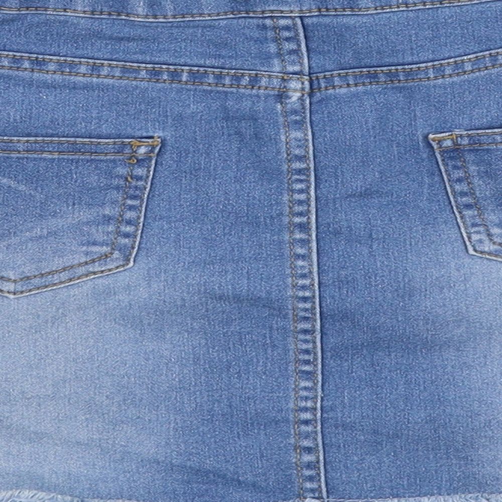 Denim Co Girls Blue  Cotton A-Line Skirt Size 6-7 Years  Regular Button