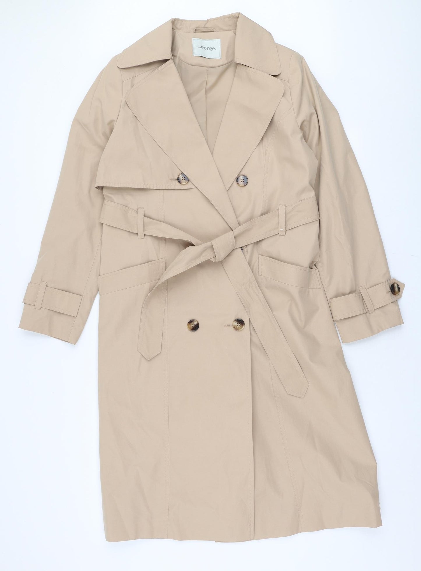 George Womens Beige   Overcoat Coat Size 14  Button