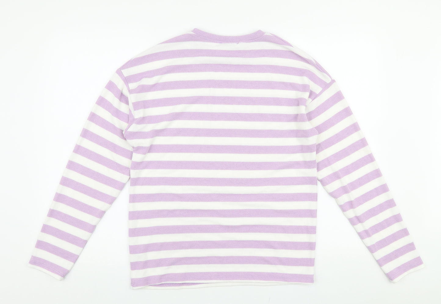George Womens Purple Round Neck Striped Polyester Pullover Jumper Size 12