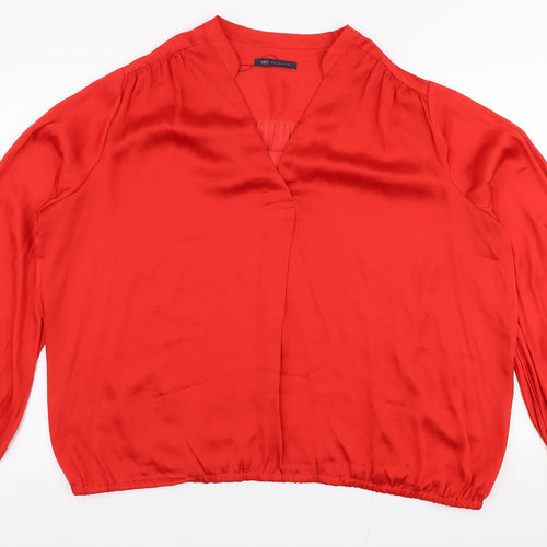 Marks and Spencer Womens Red  Polyester Basic Blouse Size 20 V-Neck