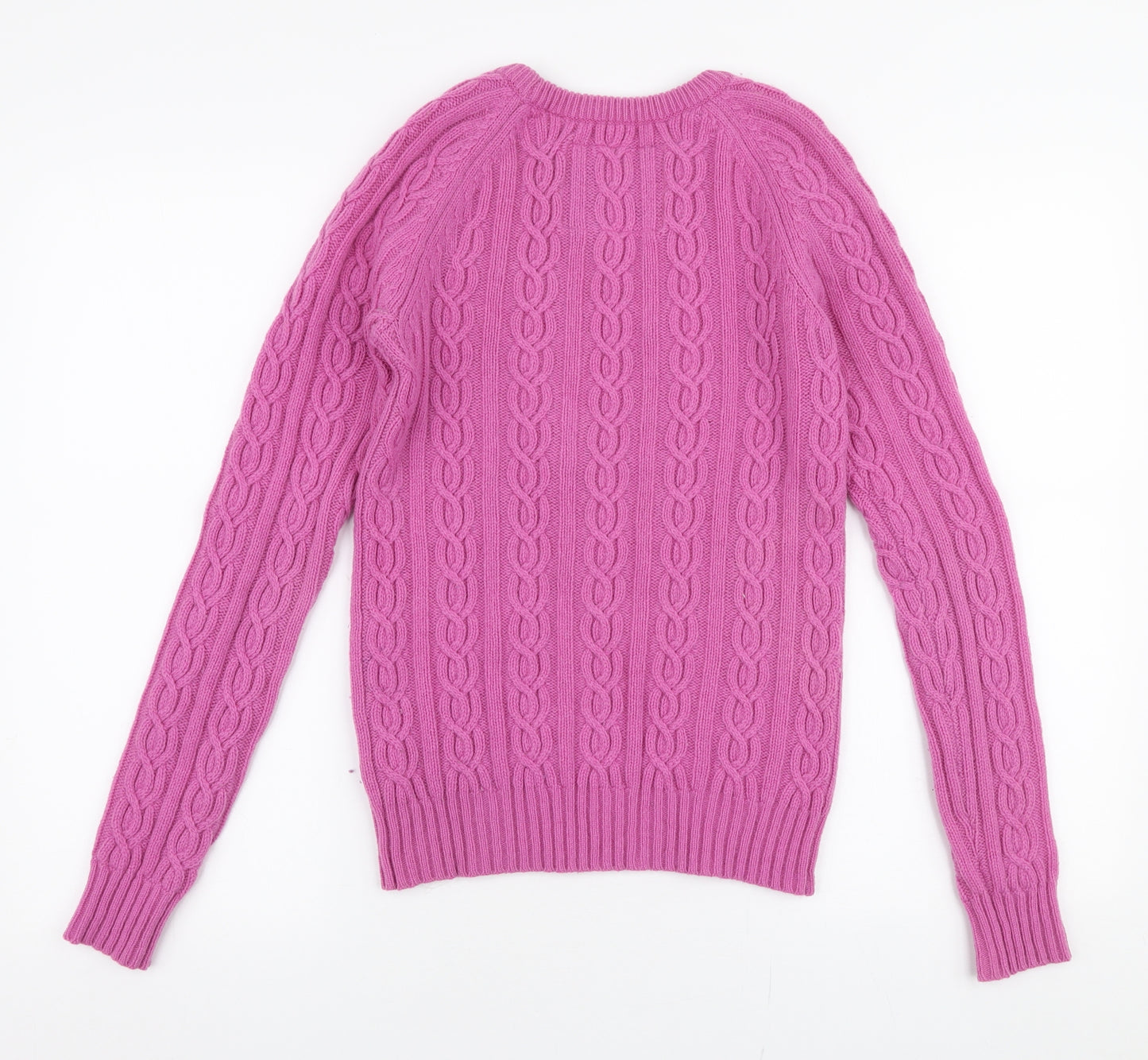 Jack Wills Womens Pink Round Neck  Wool Pullover Jumper Size 8