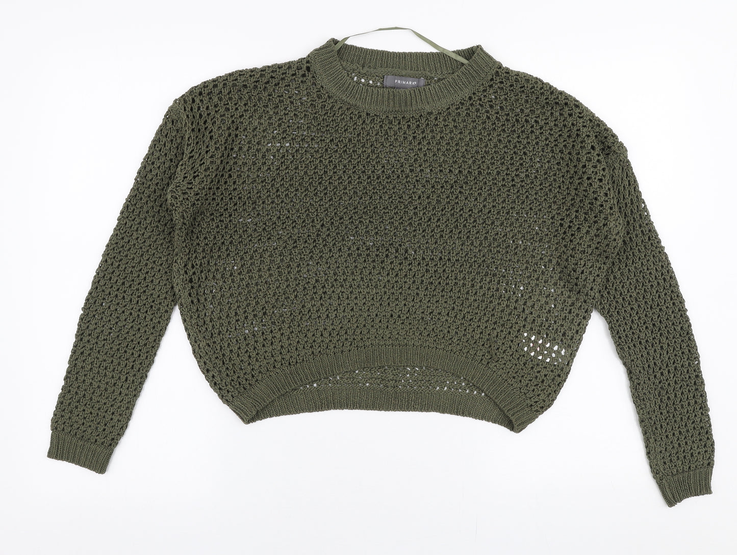 Primark Womens Green Round Neck  Acrylic Pullover Jumper Size 2XS