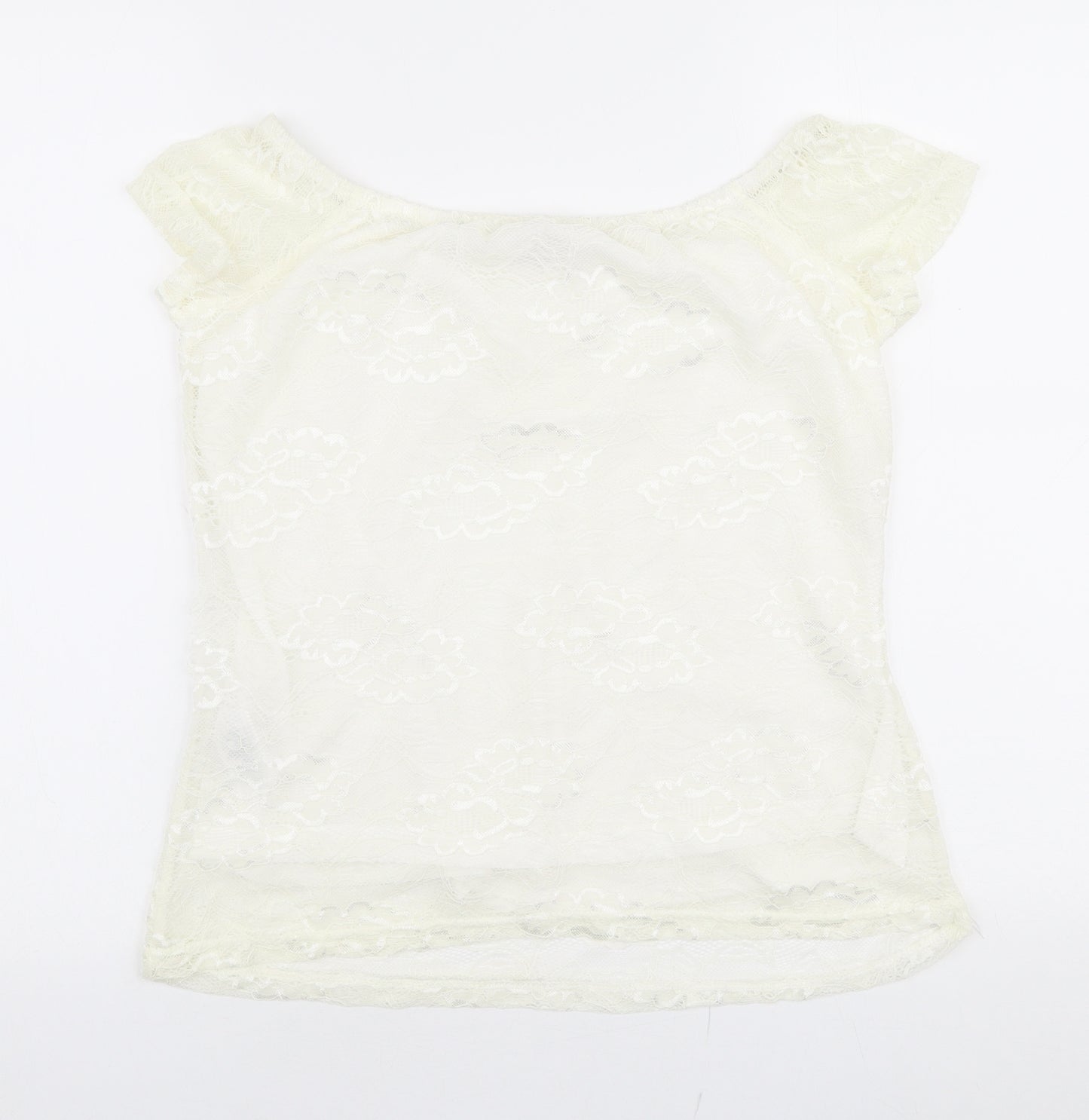 Dorothy Perkins Womens White  Nylon Basic Blouse Size 12 Off the Shoulder