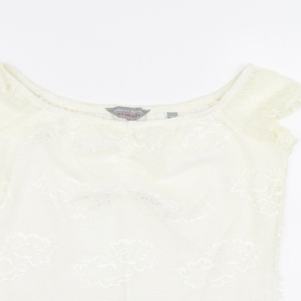 Dorothy Perkins Womens White  Nylon Basic Blouse Size 12 Off the Shoulder