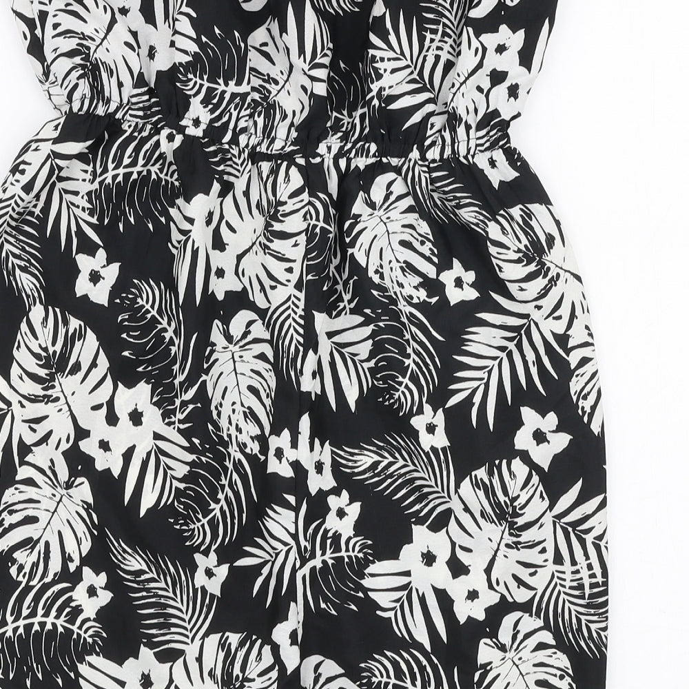 Studio Womens Black Floral Polyester Playsuit One-Piece Size 8 L3 in Pullover