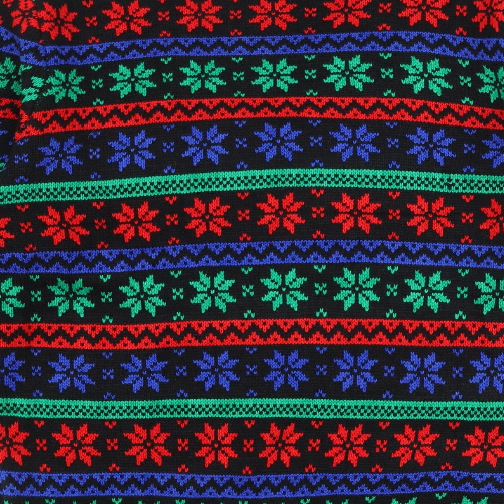 Topman Mens Multicoloured Round Neck Geometric Acrylic Pullover Jumper Size L