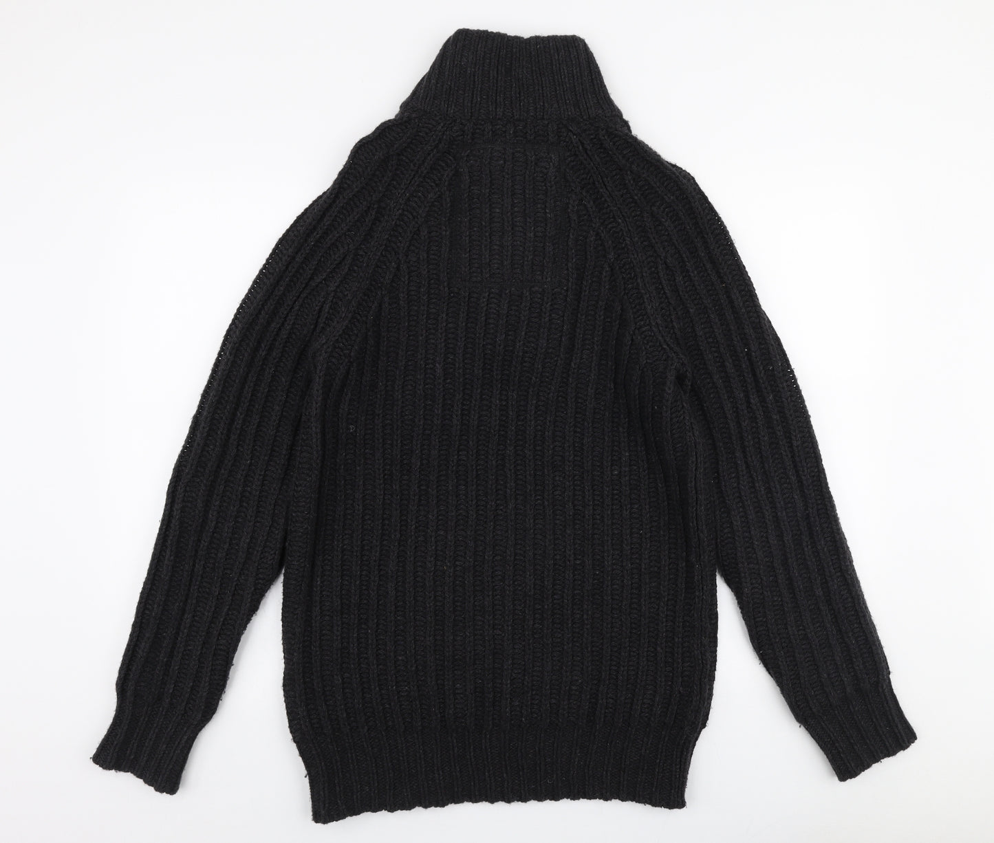 Superdry Mens Black High Neck  Wool Pullover Jumper Size XL