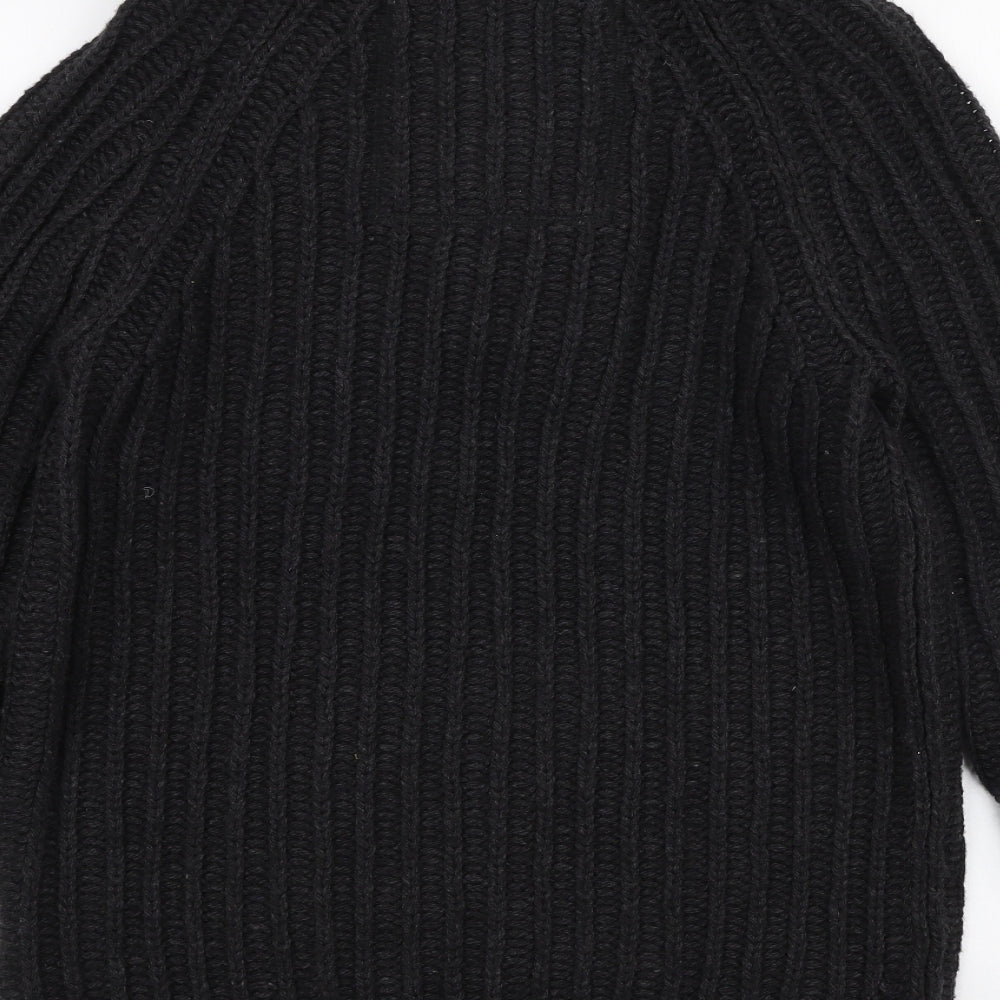 Superdry Mens Black High Neck  Wool Pullover Jumper Size XL