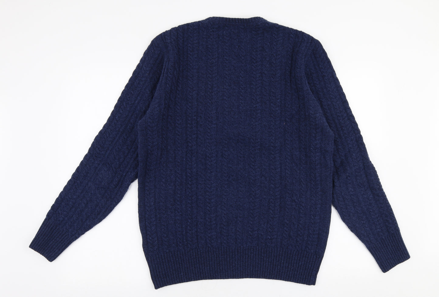 Remus Uomo Mens Blue Round Neck  Wool Pullover Jumper Size L