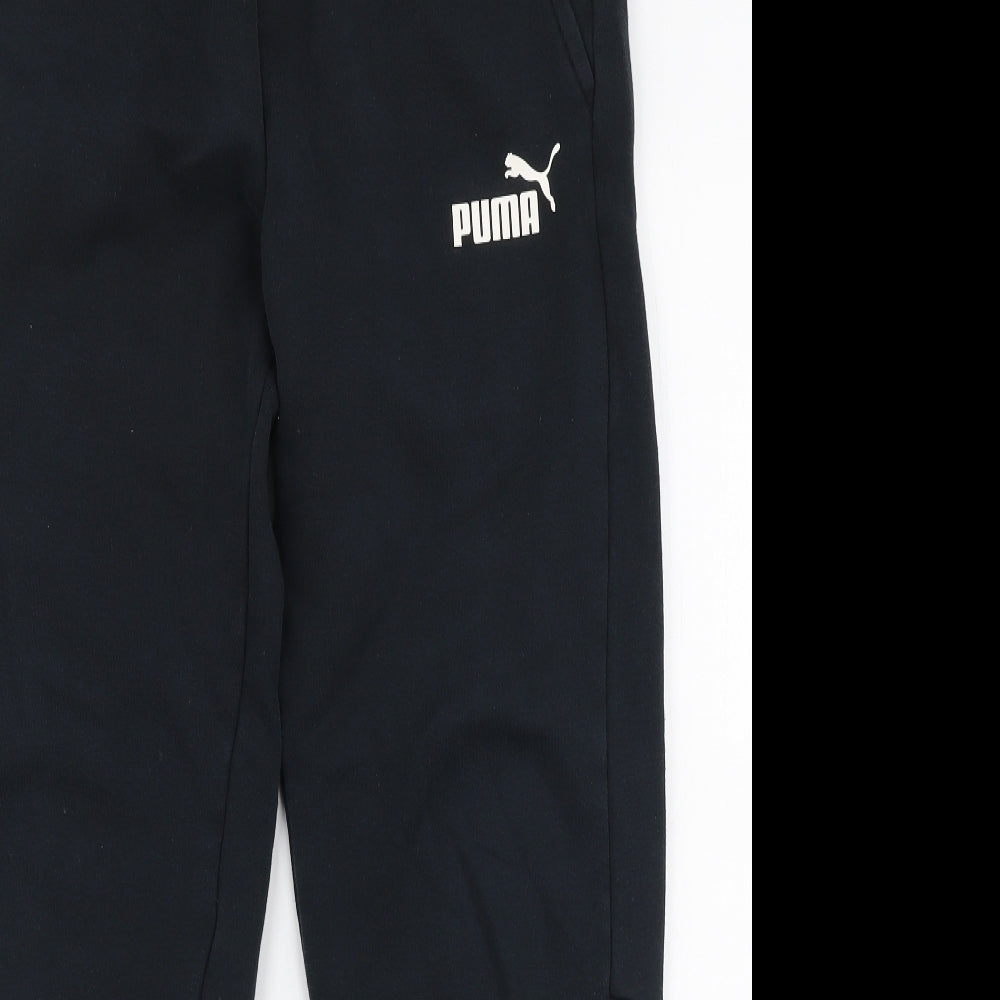 PUMA Mens Black  Polyester Jogger Trousers Size M L27 in Slim Drawstring