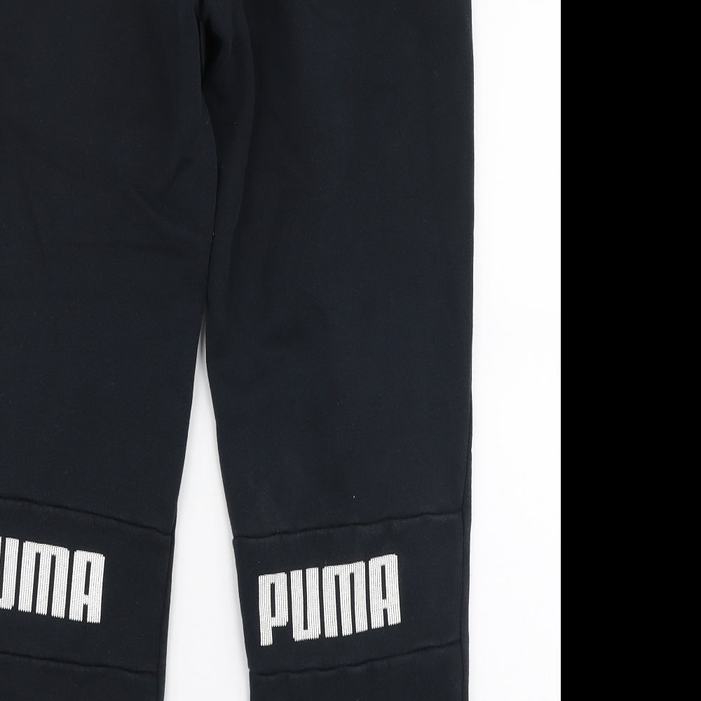 PUMA Mens Black  Polyester Jogger Trousers Size M L27 in Slim Drawstring