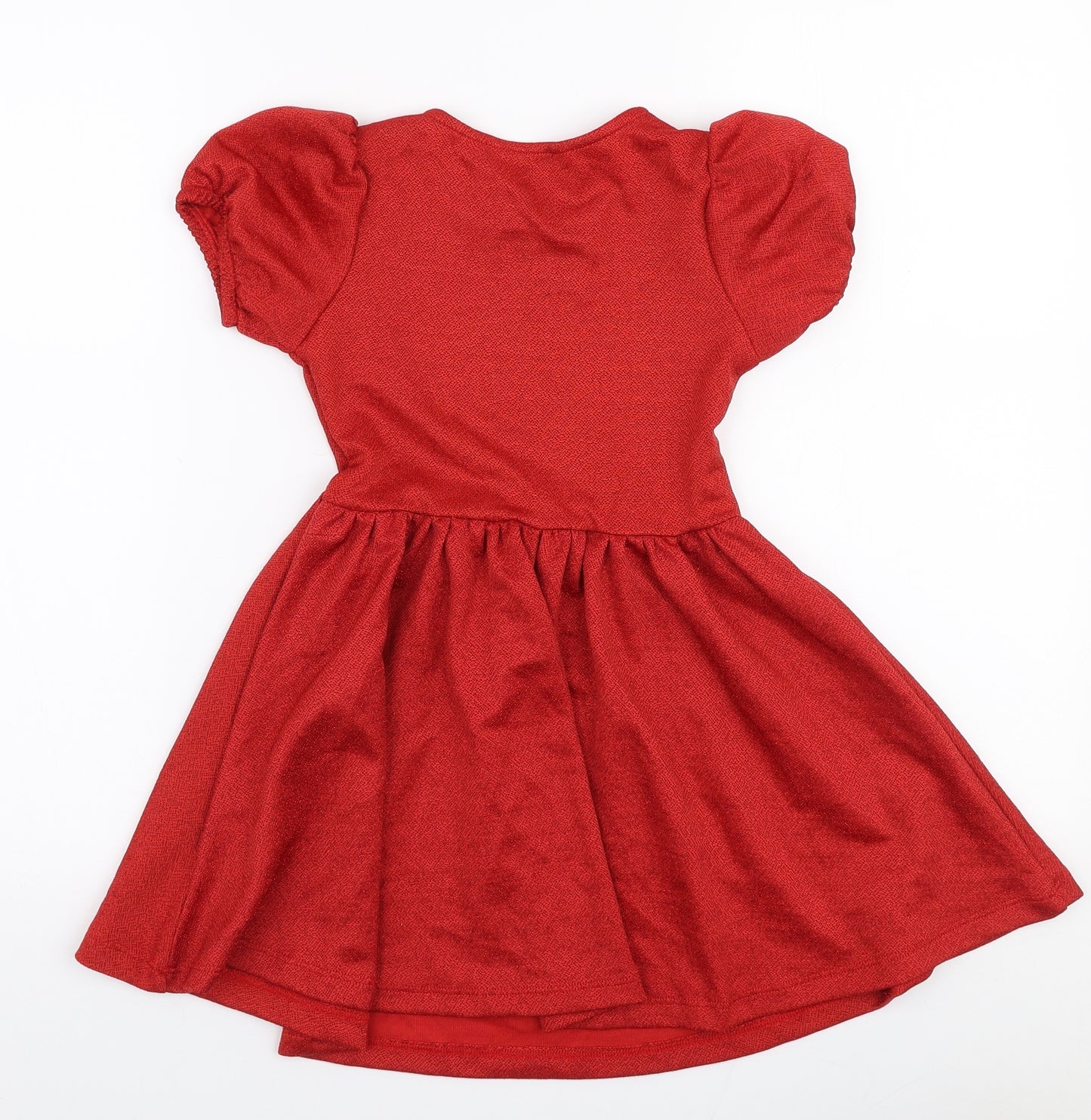 George Girls Red  Polyester Skater Dress  Size 6-7 Years  Round Neck Pullover
