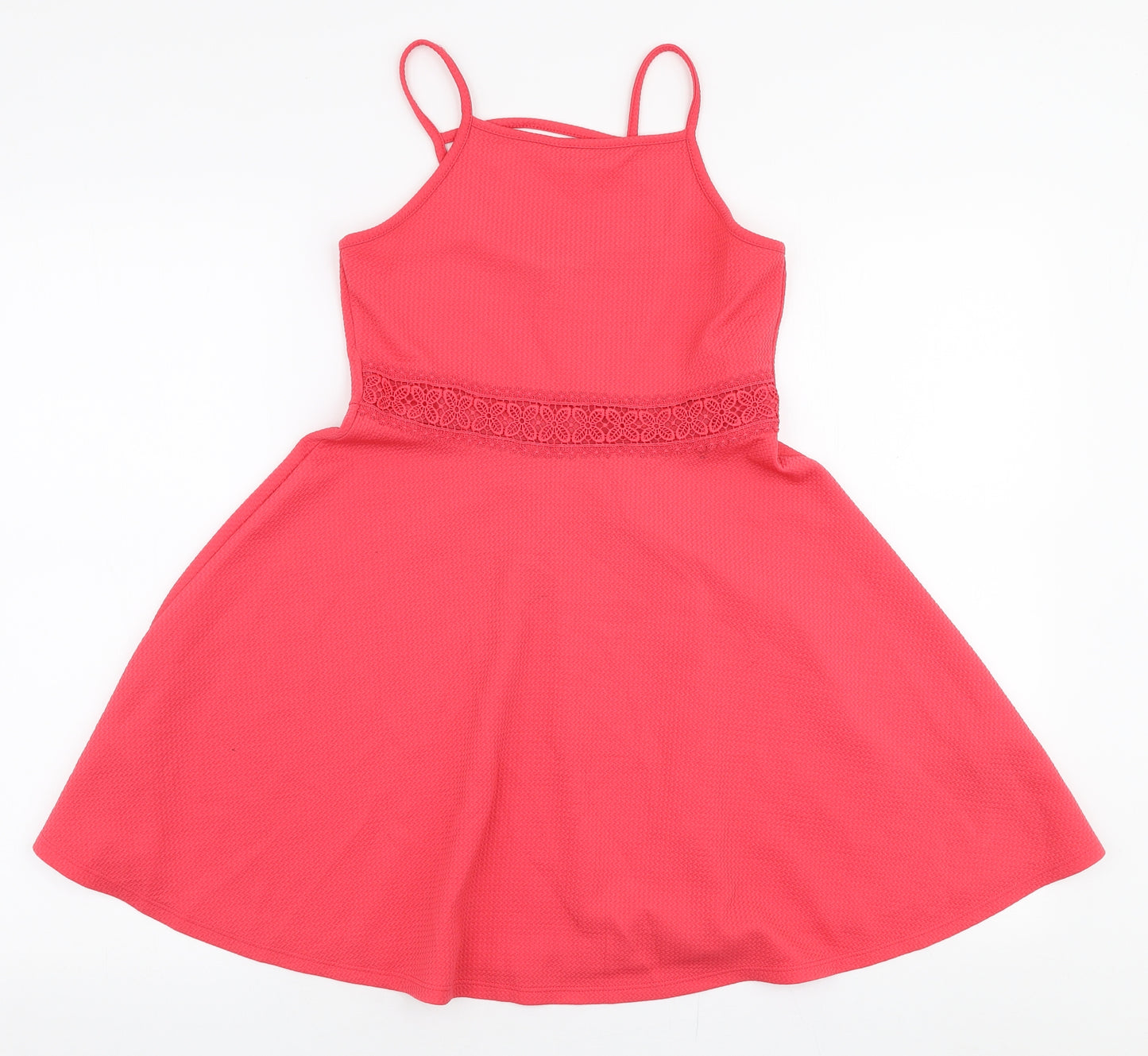 Primark Girls Pink  Polyester Skater Dress  Size 10-11 Years  High Neck Pullover