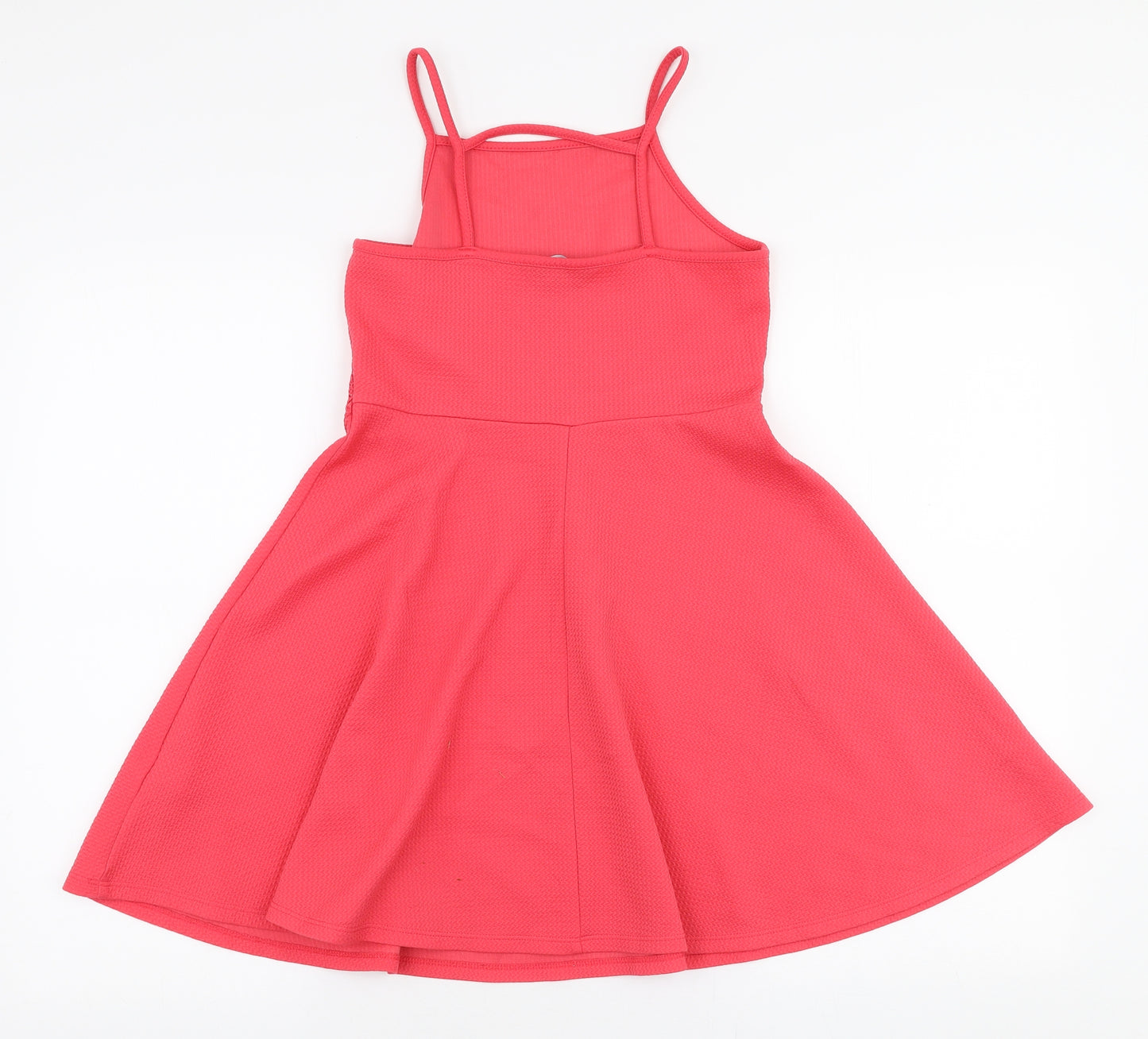 Primark Girls Pink  Polyester Skater Dress  Size 10-11 Years  High Neck Pullover