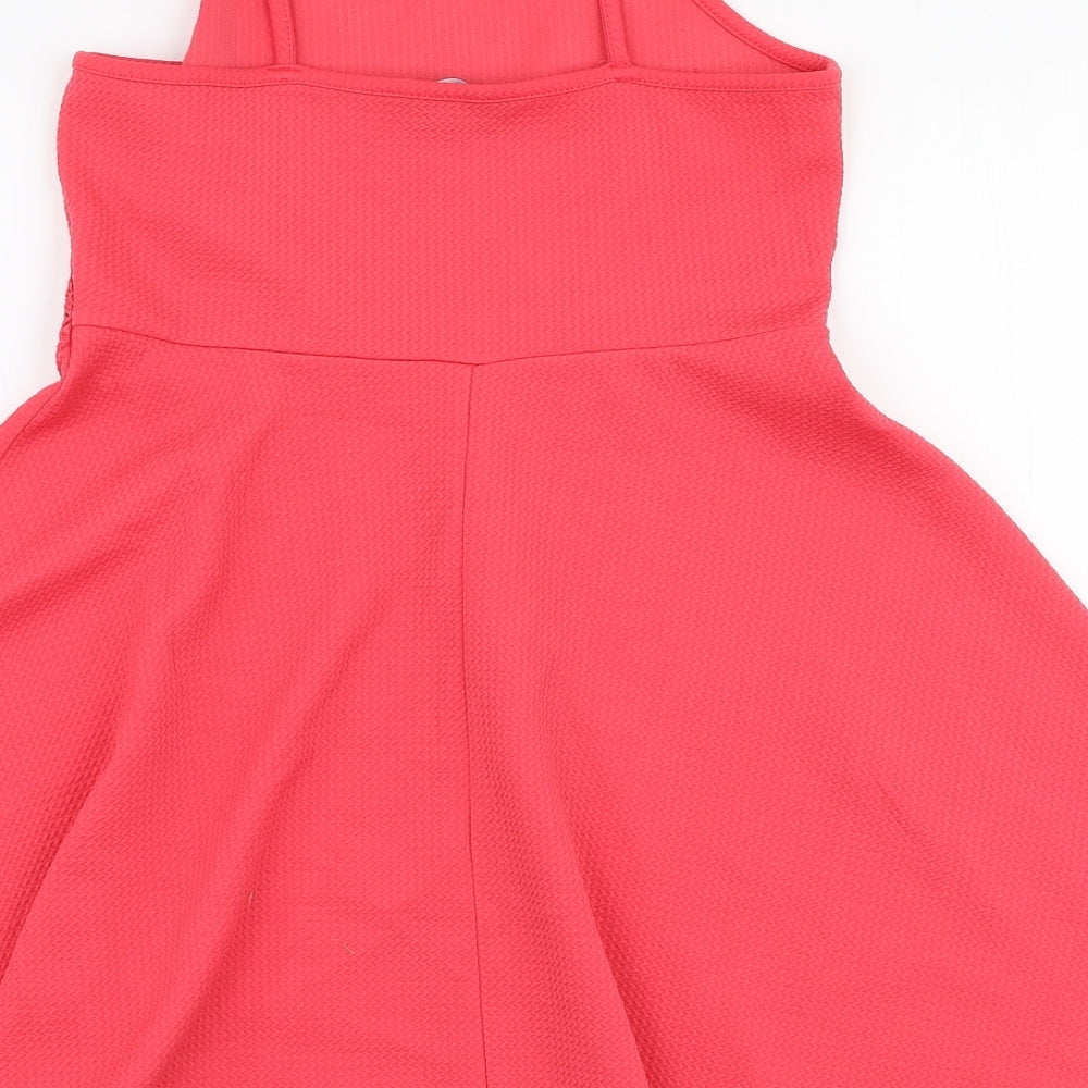 Primark Girls Pink  Polyester Skater Dress  Size 10-11 Years  High Neck Pullover