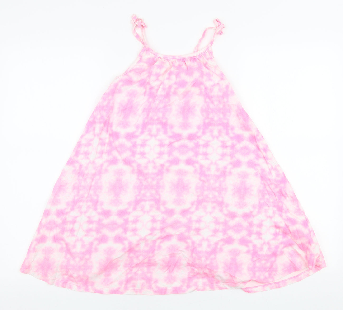 Dunnes Stores Girls Pink Tie Dye 100% Cotton A-Line  Size 9 Years  High Neck Pullover