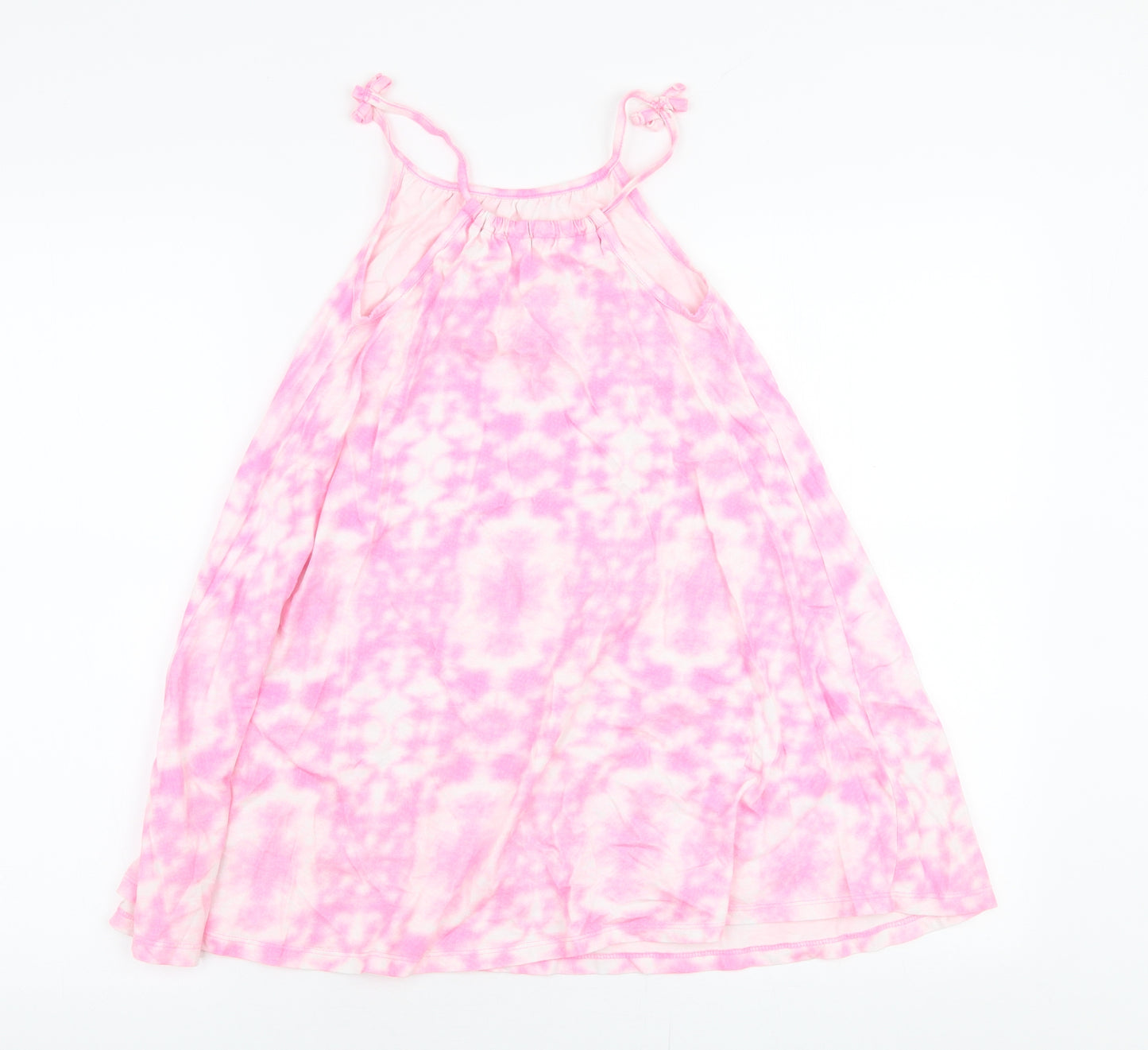 Dunnes Stores Girls Pink Tie Dye 100% Cotton A-Line  Size 9 Years  High Neck Pullover