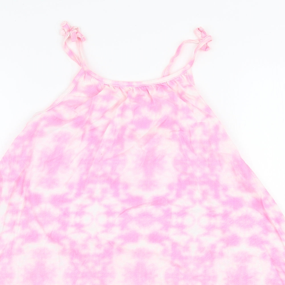 Dunnes Stores Girls Pink Tie Dye 100% Cotton A-Line  Size 9 Years  High Neck Pullover