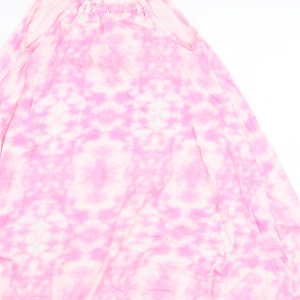 Dunnes Stores Girls Pink Tie Dye 100% Cotton A-Line  Size 9 Years  High Neck Pullover
