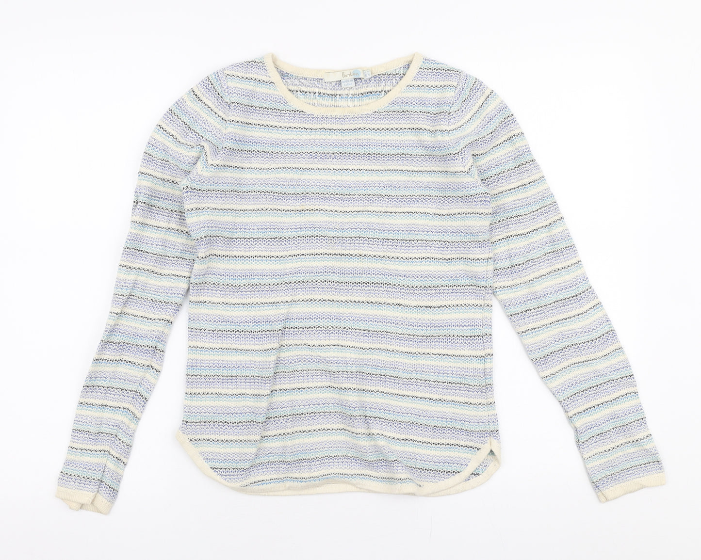 Boden Womens Multicoloured Round Neck Striped 100% Cotton Pullover Jumper Size 6