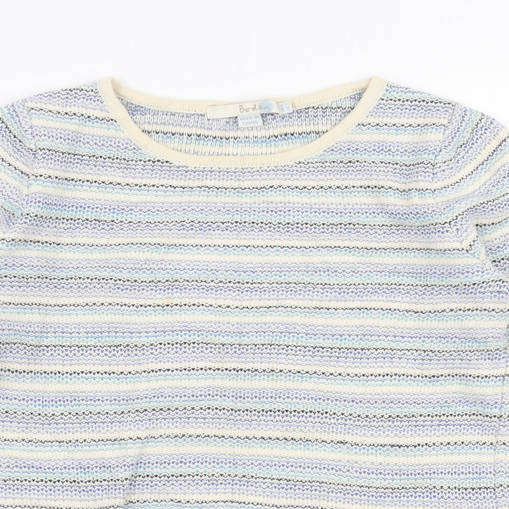 Boden Womens Multicoloured Round Neck Striped 100% Cotton Pullover Jumper Size 6