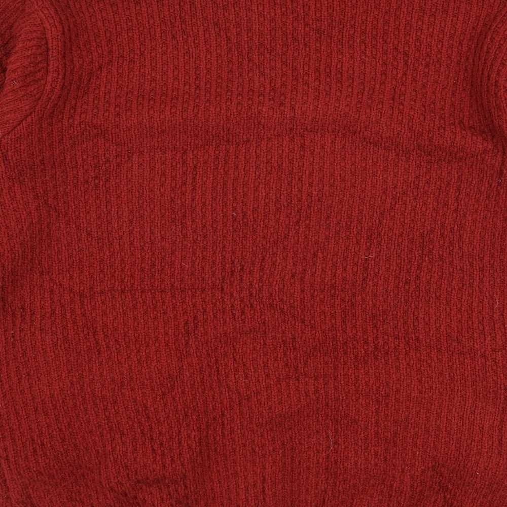 Cotton Traders Mens Red High Neck  Acrylic Cardigan Jumper Size M