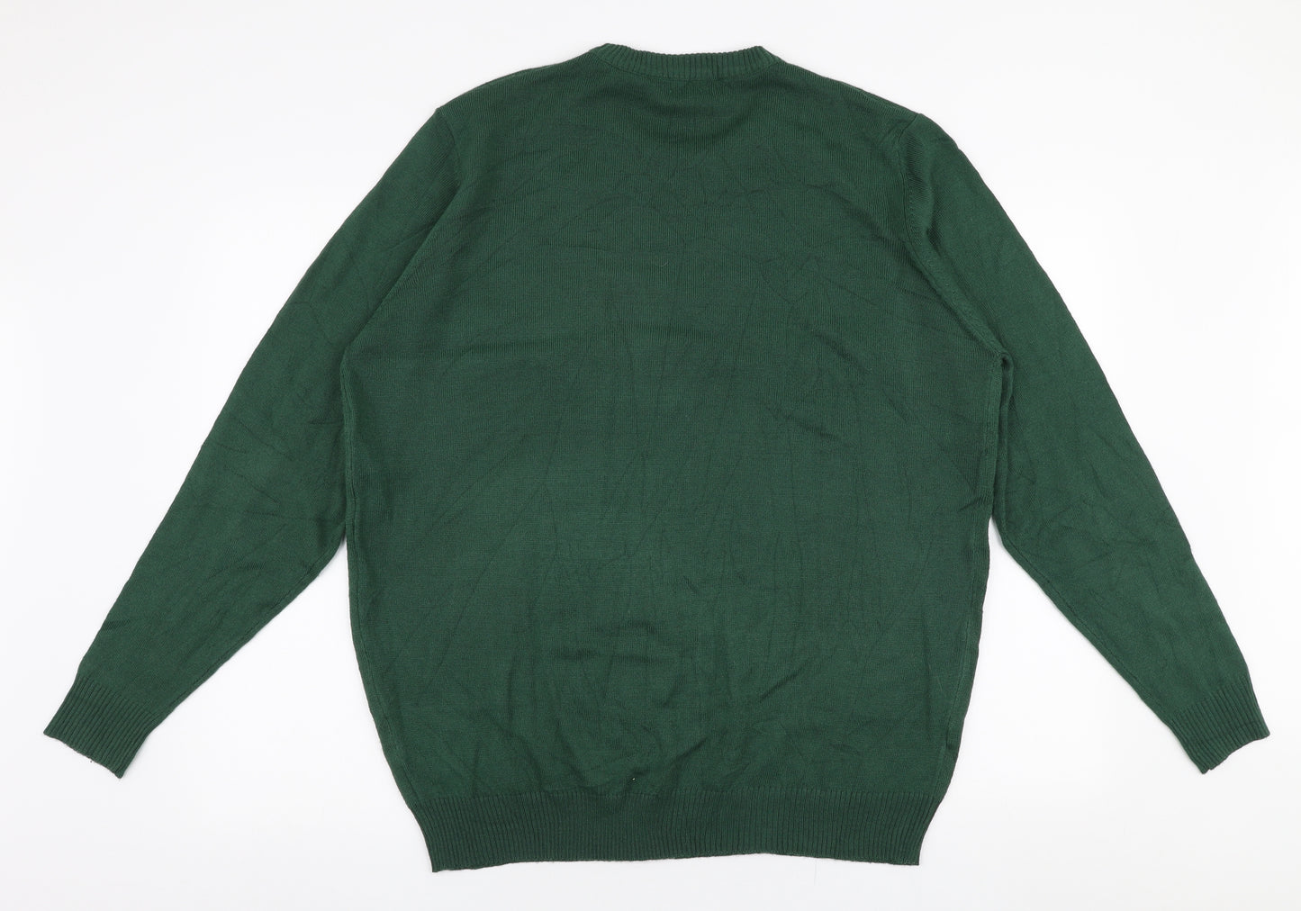 Avenue Mens Green Round Neck  Polyester Pullover Jumper Size L   - Stag