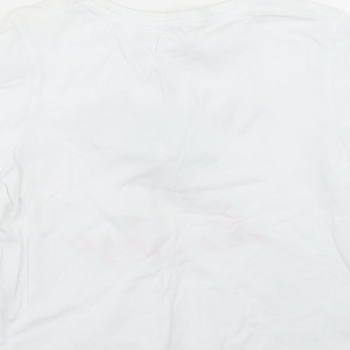 Candy Couture Girls White  Cotton Cropped T-Shirt Size 11 Years Crew Neck  - Paradise, Tie Front