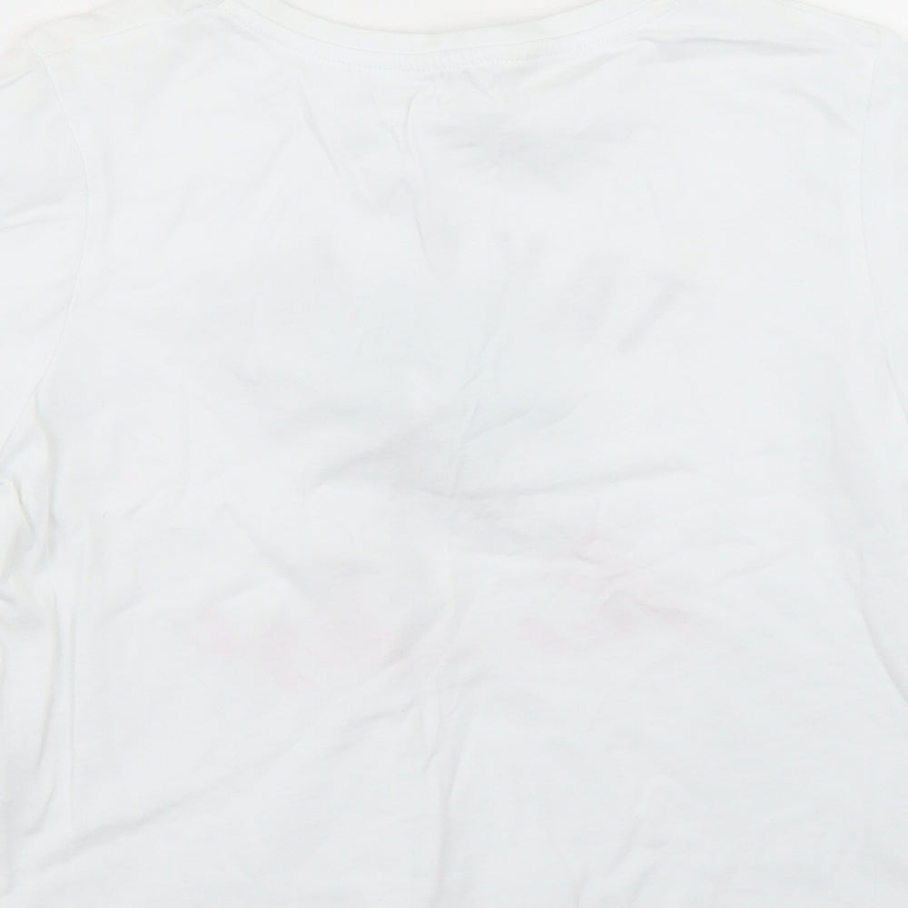 Candy Couture Girls White  Cotton Cropped T-Shirt Size 11 Years Crew Neck  - Paradise, Tie Front