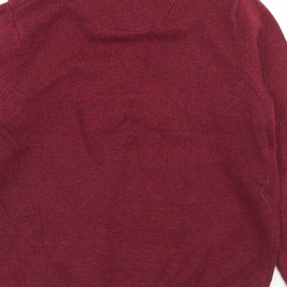 Marks and Spencer Boys Red Collared  Cotton Pullover Jumper Size 7-8 Years