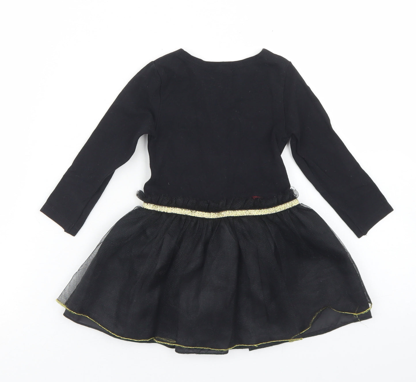 Dunnes Stores Girls Black  Cotton Tutu Dress  Size 9-12 Months  Round Neck  - Cat