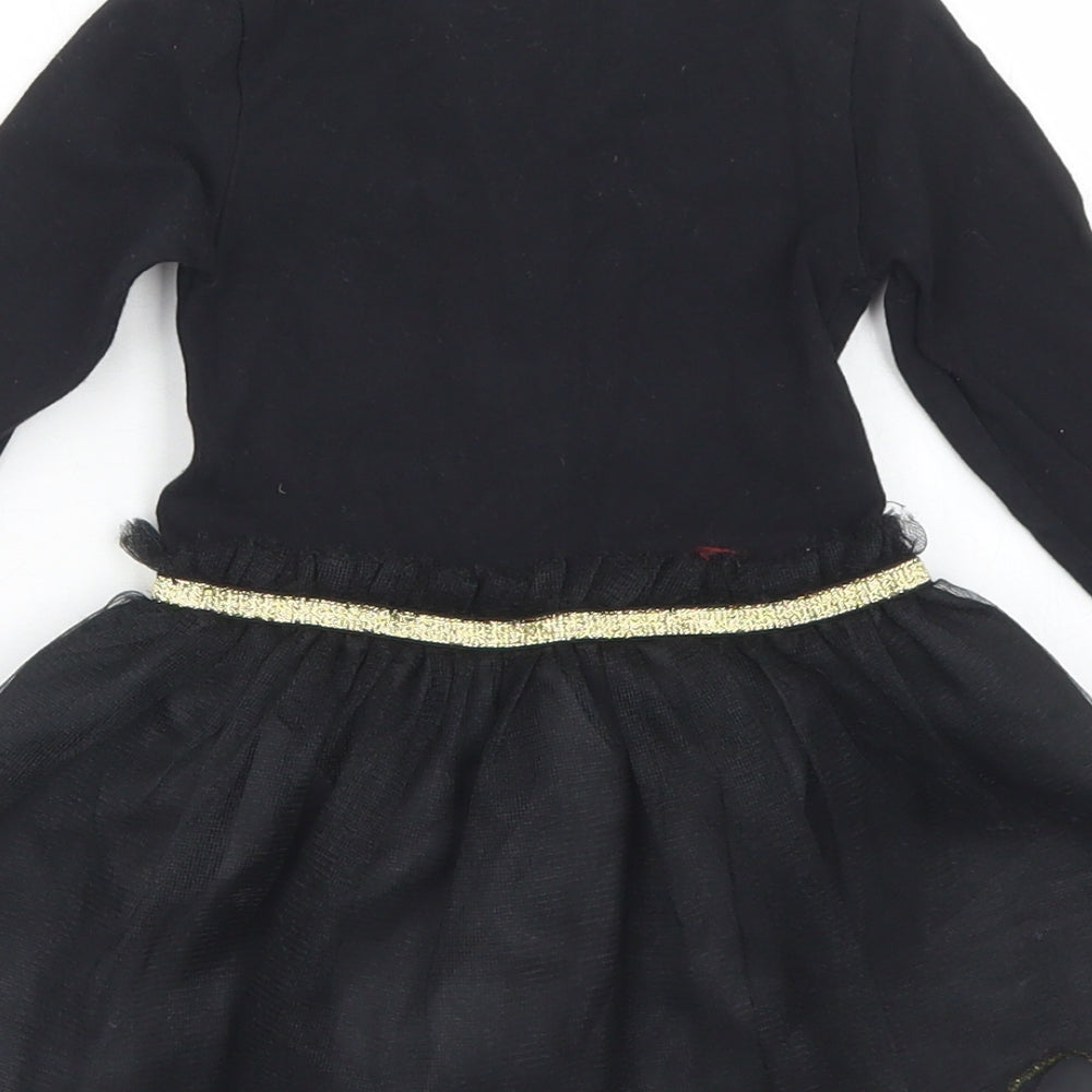 Dunnes Stores Girls Black  Cotton Tutu Dress  Size 9-12 Months  Round Neck  - Cat