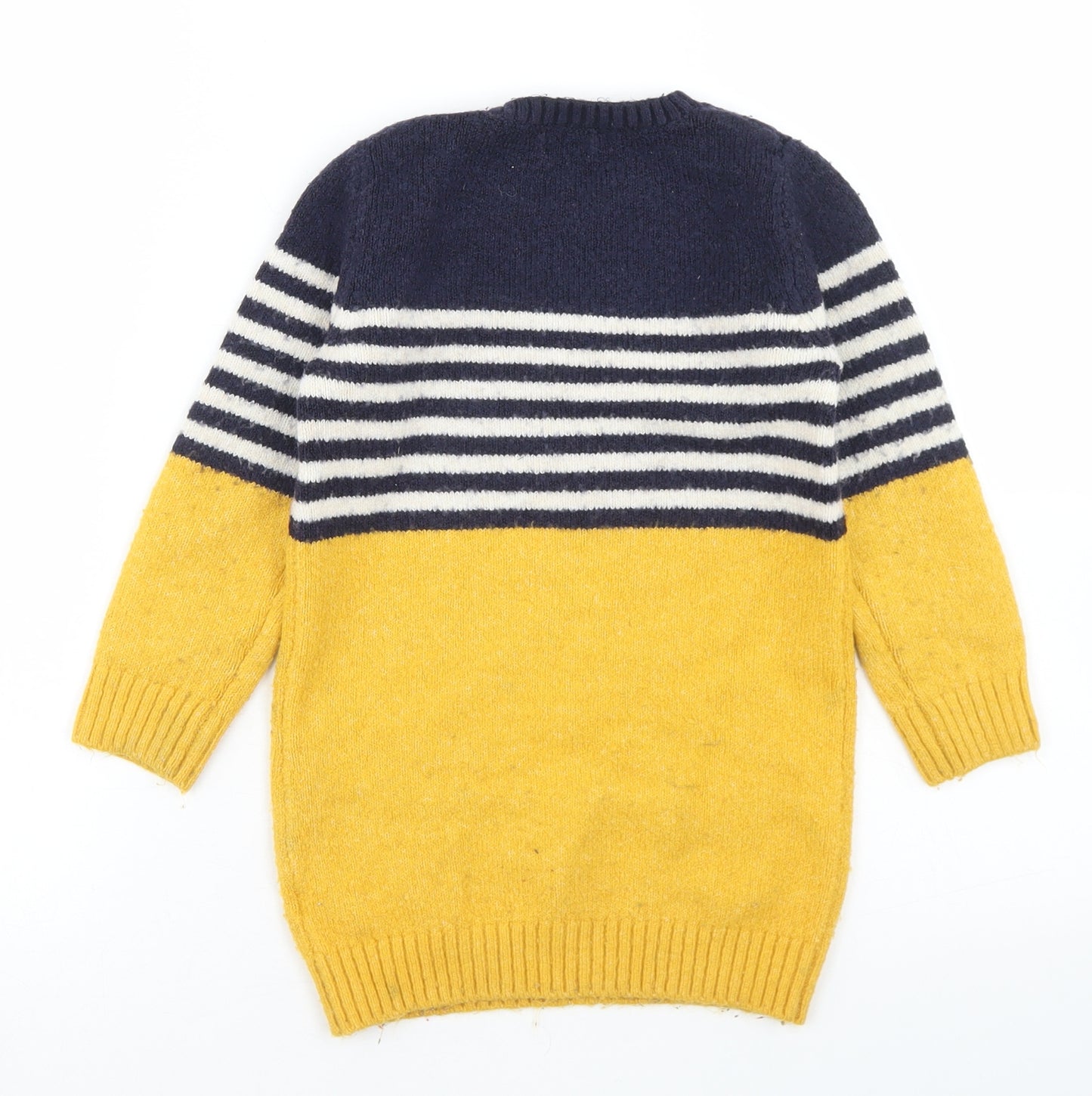 F&F Girls Multicoloured Striped Acrylic Jumper Dress  Size 4-5 Years  Crew Neck