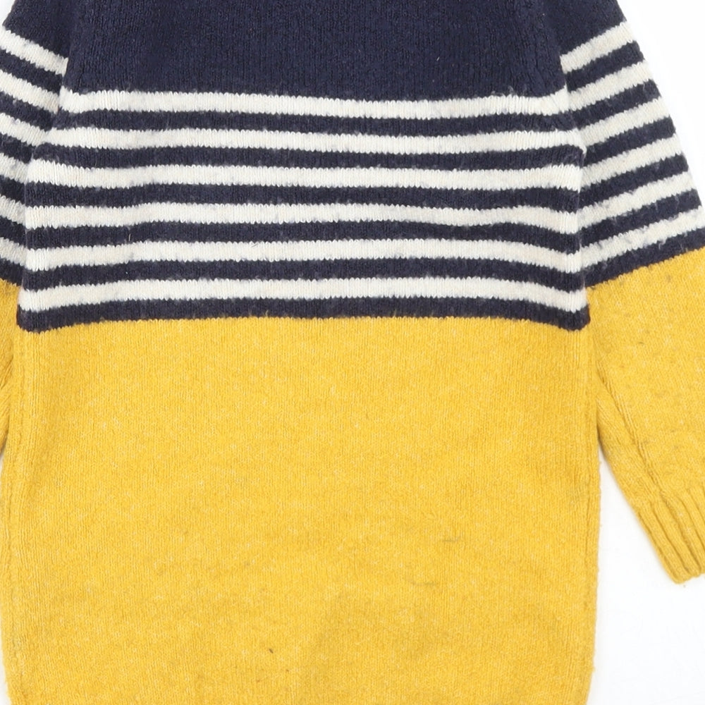 F&F Girls Multicoloured Striped Acrylic Jumper Dress  Size 4-5 Years  Crew Neck