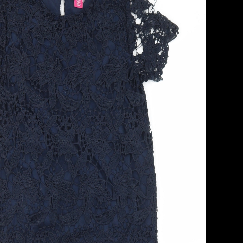 D Girls Blue  Polyester A-Line  Size 10-11 Years  Round Neck Button