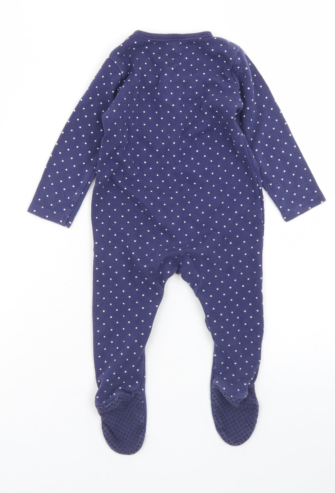 F&F Girls Blue Polka Dot Cotton Babygrow One-Piece Size 9-12 Months  Snap