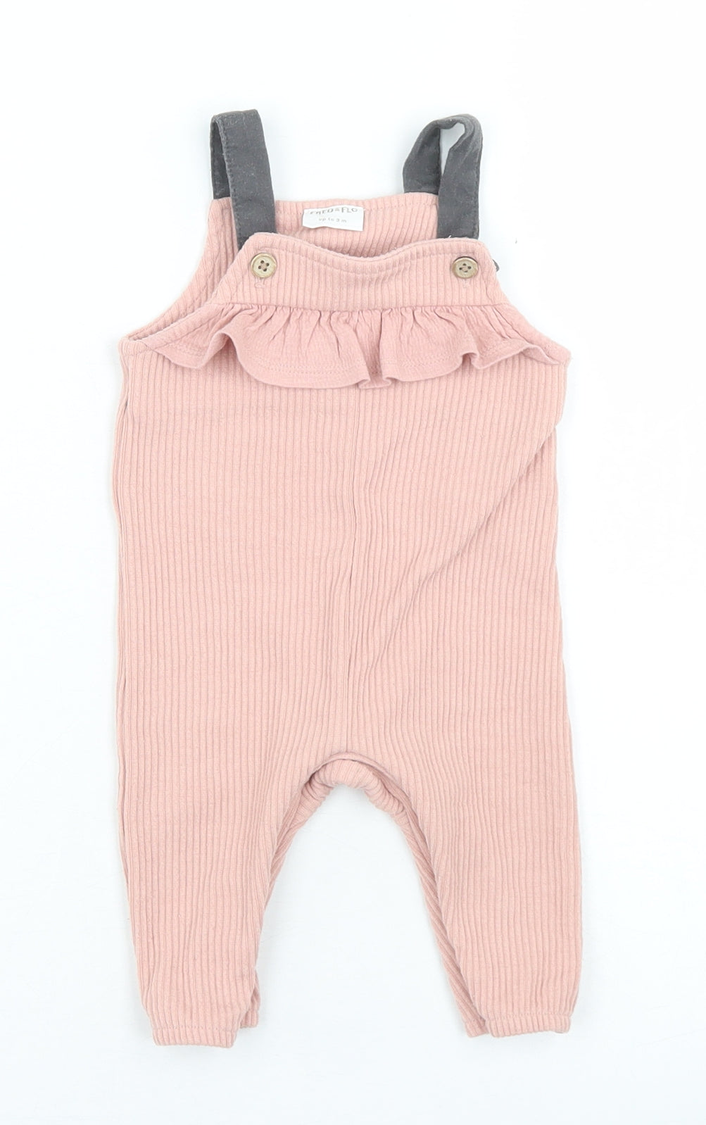 F&F Girls Pink  Polyester Dungaree One-Piece Size 0-3 Months  Snap