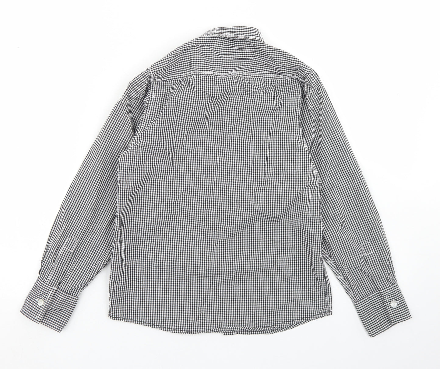 Rebel Boys Black Check Cotton Basic Button-Up Size 8-9 Years Collared Button