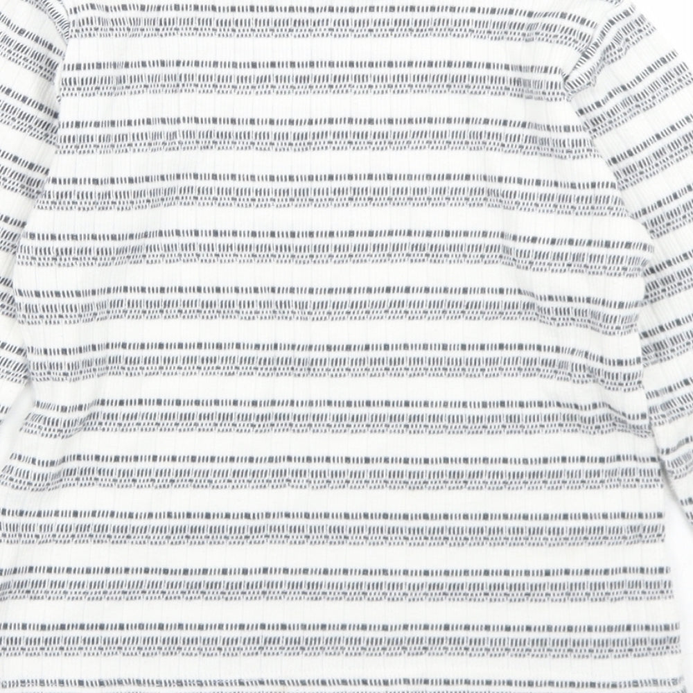 Nutmeg Girls Grey Striped Cotton Basic T-Shirt Size 7-8 Years Mock Neck