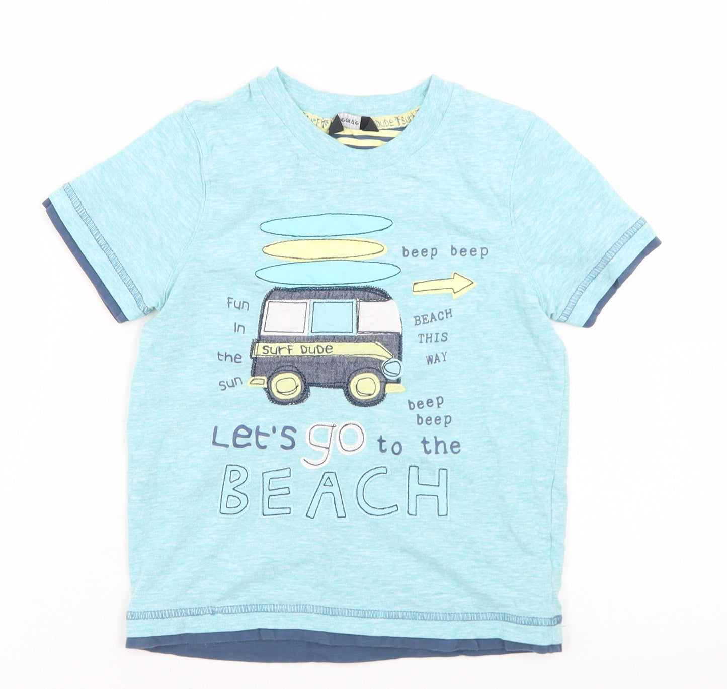 George Boys Blue  Cotton Basic T-Shirt Size 5-6 Years Crew Neck  - Beach Surfing