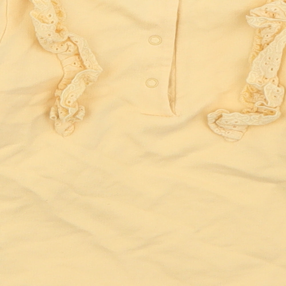 NEXT Girls Yellow  Cotton Pullover Casual Size 9-12 Months Crew Neck Snap
