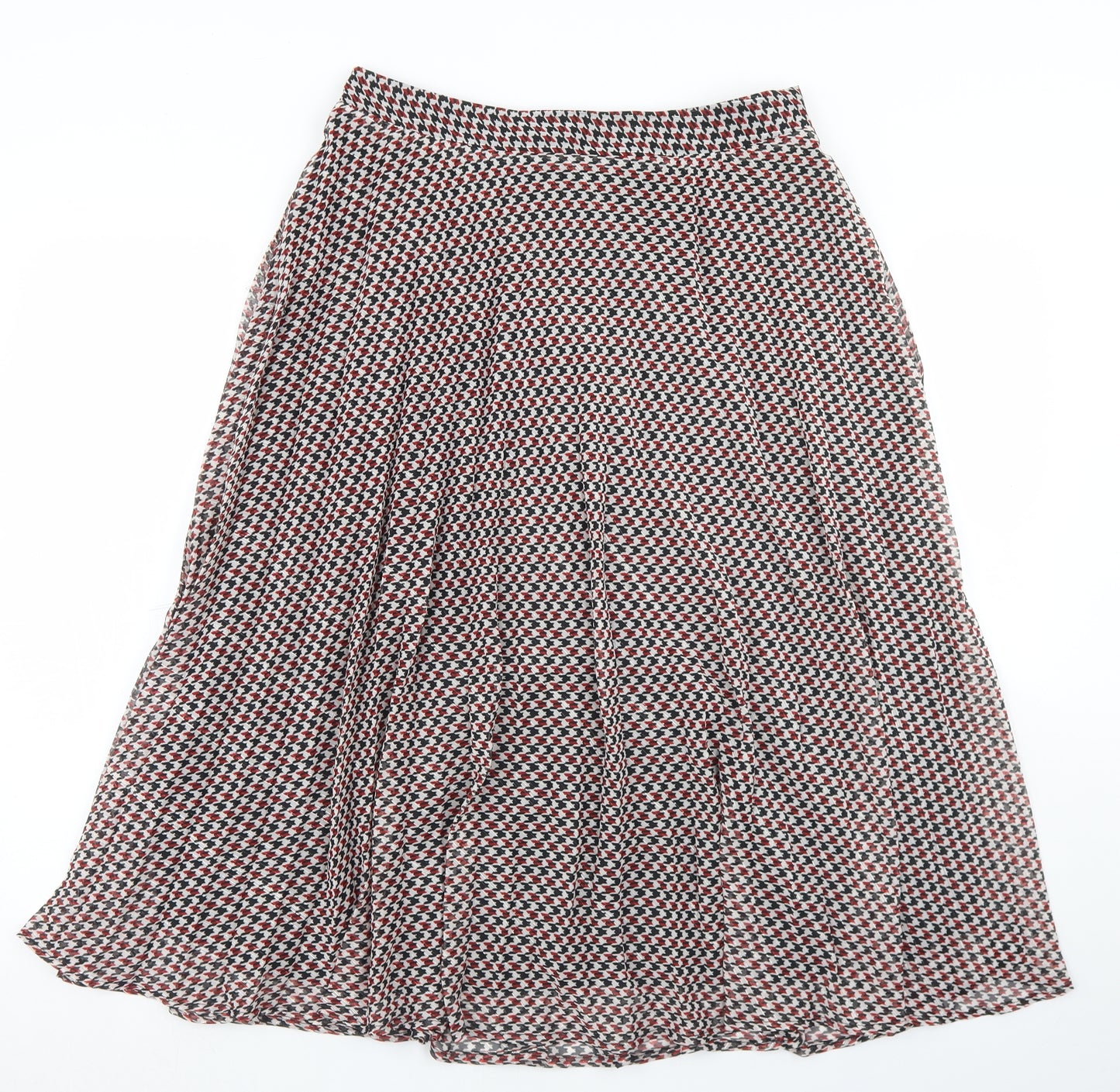 Savida Womens Red Houndstooth Polyester Flare Skirt Size L