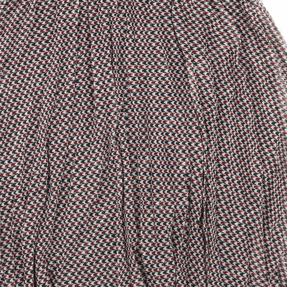 Savida Womens Red Houndstooth Polyester Flare Skirt Size L