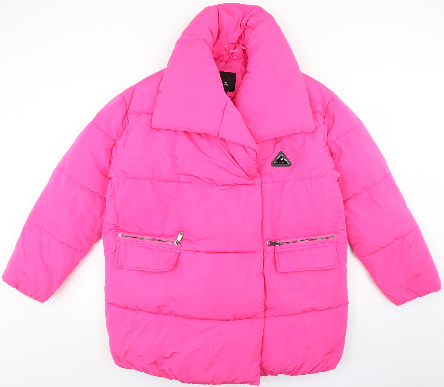 River Island Womens Pink   Puffer Jacket Jacket Size M  Snap